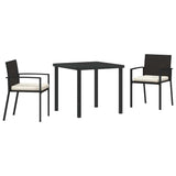 Garden Dining Set 3 pcs Black Powder-Coated Steel