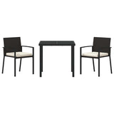 Garden Dining Set 3 pcs Black Powder-Coated Steel - Close-Up Angle