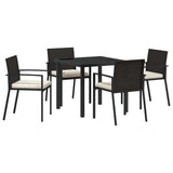 Garden Dining Set 5 pcs Black Powder-Coated Steel