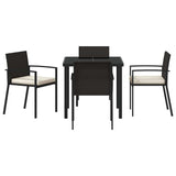 Garden Dining Set 5 pcs Black Powder-Coated Steel - Close-Up Angle