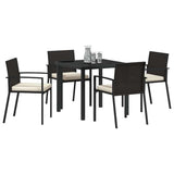 Garden Dining Set 5 pcs Black Powder-Coated Steel