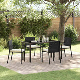 Garden Dining Set 5 pcs Black Powder-Coated Steel