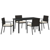 Garden Dining Set 5 pcs Black Powder-Coated Steel - Front View
