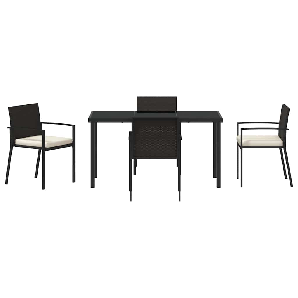 Garden Dining Set 5 pcs Black Powder-Coated Steel