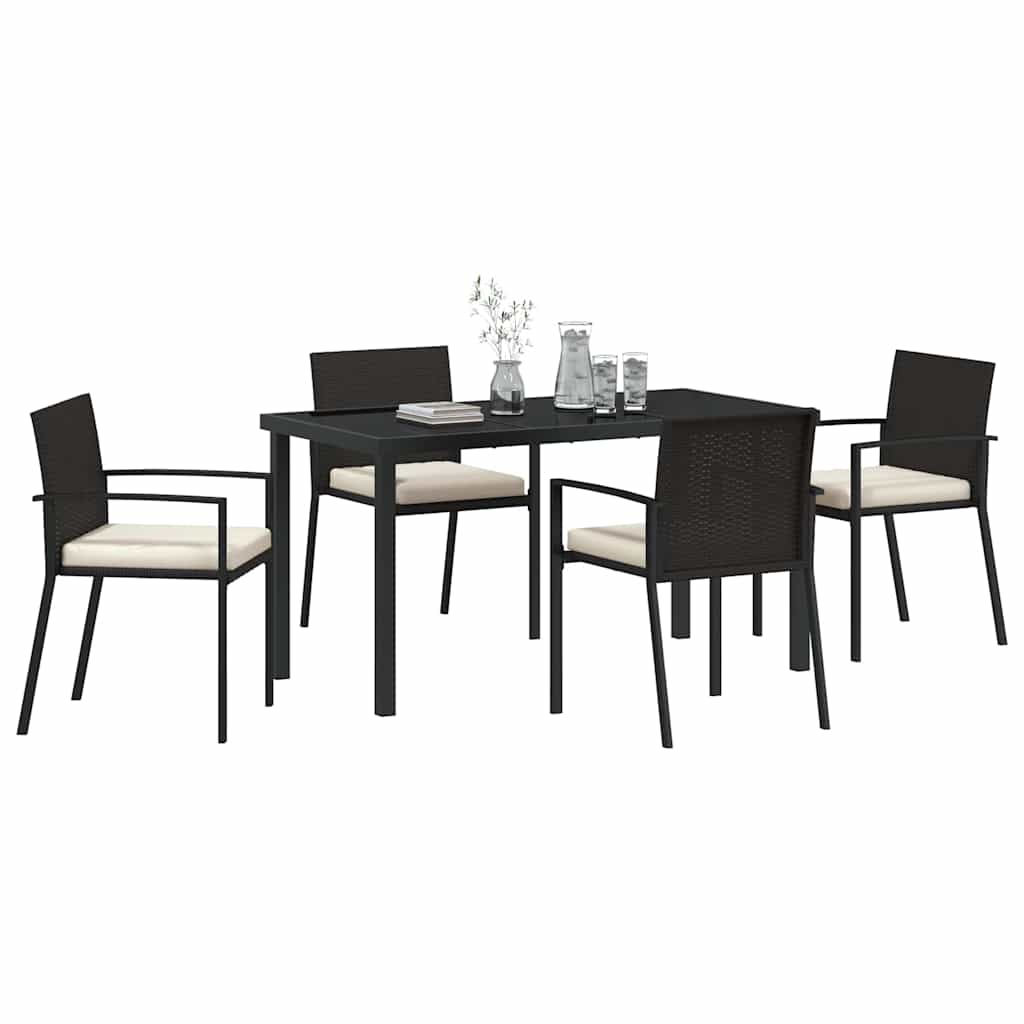 Garden Dining Set 5 pcs Black Powder-Coated Steel