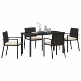 Garden Dining Set 5 pcs Black Powder-Coated Steel