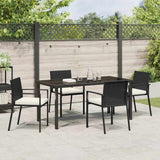 Garden Dining Set 5 pcs Black Powder-Coated Steel - Top-Down View