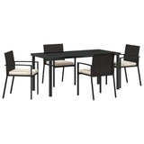 Garden Dining Set 5 pcs Black Powder-Coated Steel - Front View