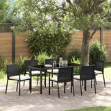 Garden Dining Set 7 pcs Black Powder-Coated Steel