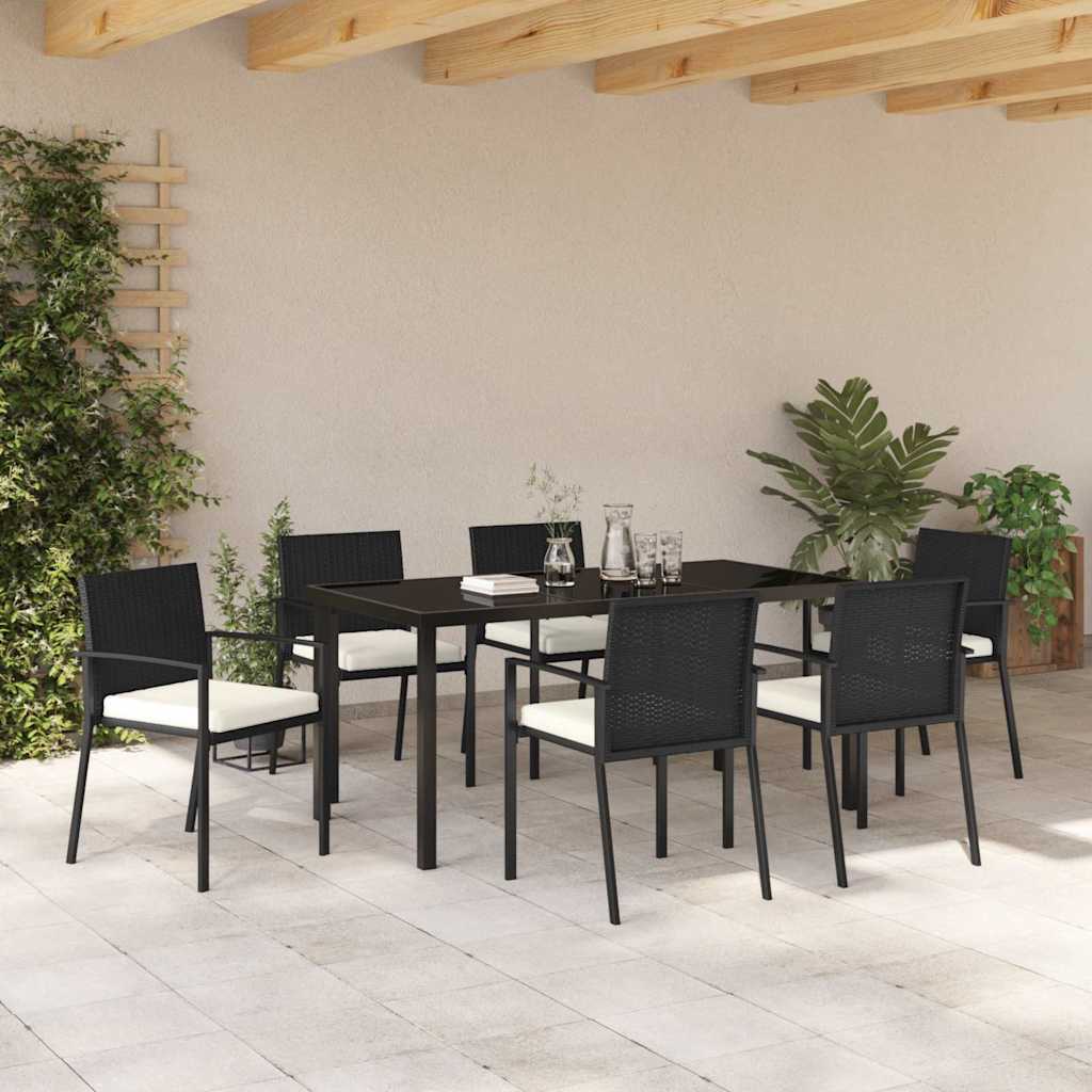 Garden Dining Set 7 pcs Black Powder-Coated Steel