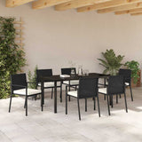 Garden Dining Set 7 pcs Black Powder-Coated Steel - Top-Down View