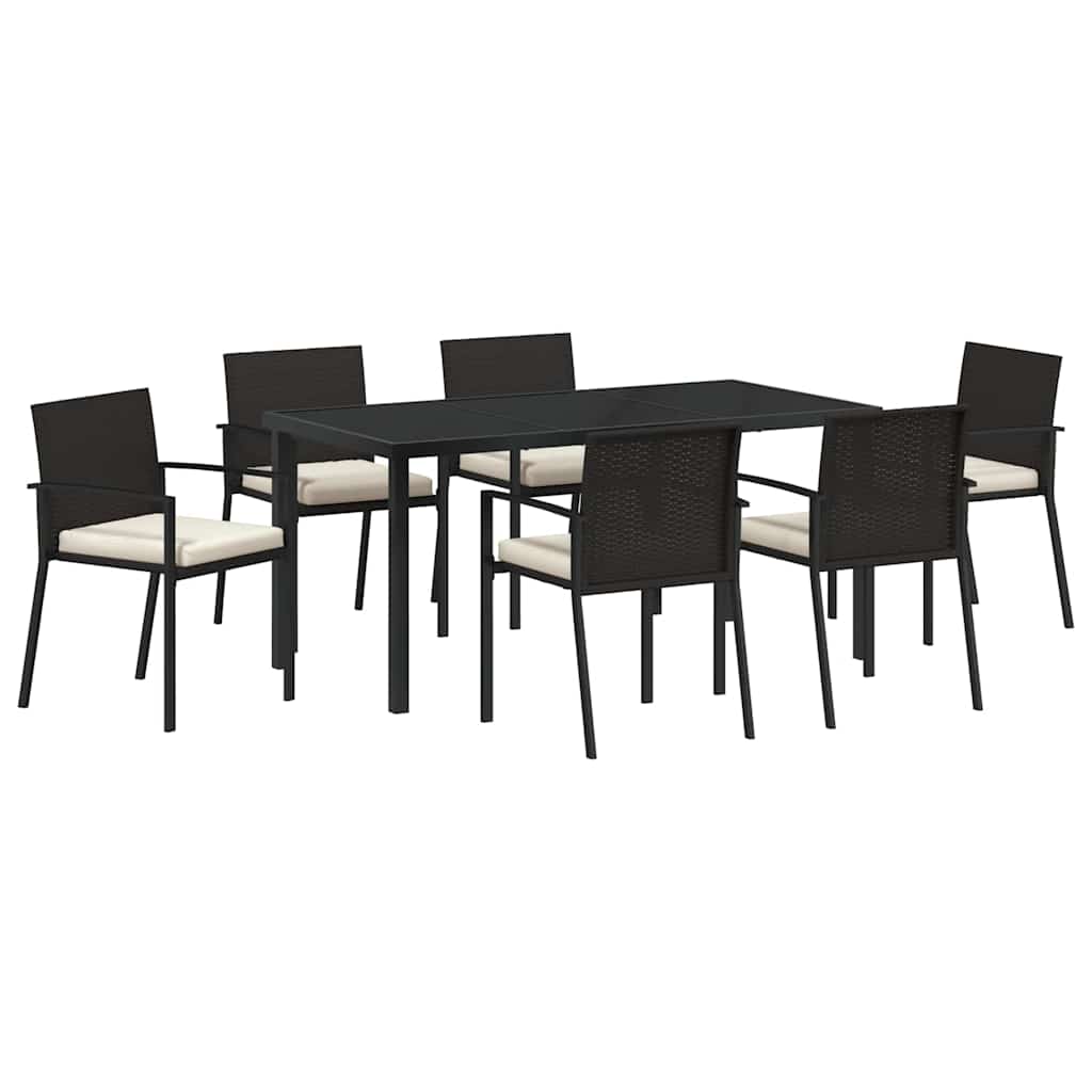 Garden Dining Set 7 pcs Black Powder-Coated Steel