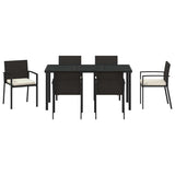 Garden Dining Set 7 pcs Black Powder-Coated Steel