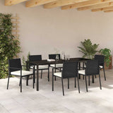 Garden Dining Set 7 pcs Black Powder-Coated Steel - Top-Down View