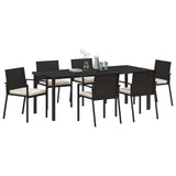 Garden Dining Set 7 pcs Black Powder-Coated Steel - Side View
