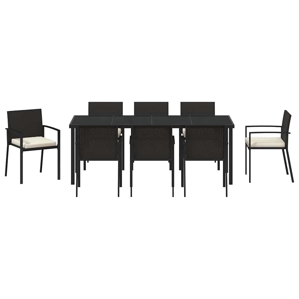 Garden Dining Set 9 pcs Black Powder-Coated Steel