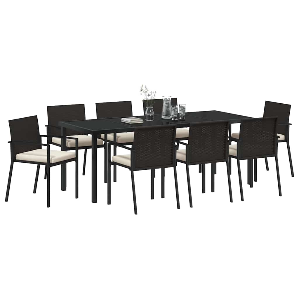 Garden Dining Set 9 pcs Black Powder-Coated Steel
