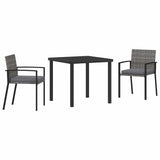 Garden Dining Set 3 pcs Grey Powder-Coated Steel