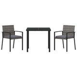 Garden Dining Set 3 pcs Grey Powder-Coated Steel