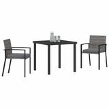 Garden Dining Set 3 pcs Grey Powder-Coated Steel - Side View