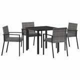 Garden Dining Set 5 pcs Grey Powder-Coated Steel - Front View