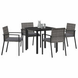 Garden Dining Set 5 pcs Grey Powder-Coated Steel - Side View