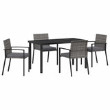 Garden Dining Set 5 pcs Grey Powder-Coated Steel - Front View