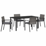 Garden Dining Set 5 pcs Grey Powder-Coated Steel - Front View