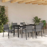 Garden Dining Set 7 pcs Grey Powder-Coated Steel - Top-Down View