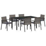 Garden Dining Set 7 pcs Grey Powder-Coated Steel