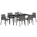 Garden Dining Set 7 pcs Grey Powder-Coated Steel - Side View