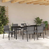 Garden Dining Set 6 pcs Grey Powder-Coated Steel - Top-Down View