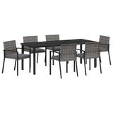 Garden Dining Set 6 pcs Grey Powder-Coated Steel - Front View