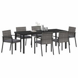 Garden Dining Set 6 pcs Grey Powder-Coated Steel - Side View