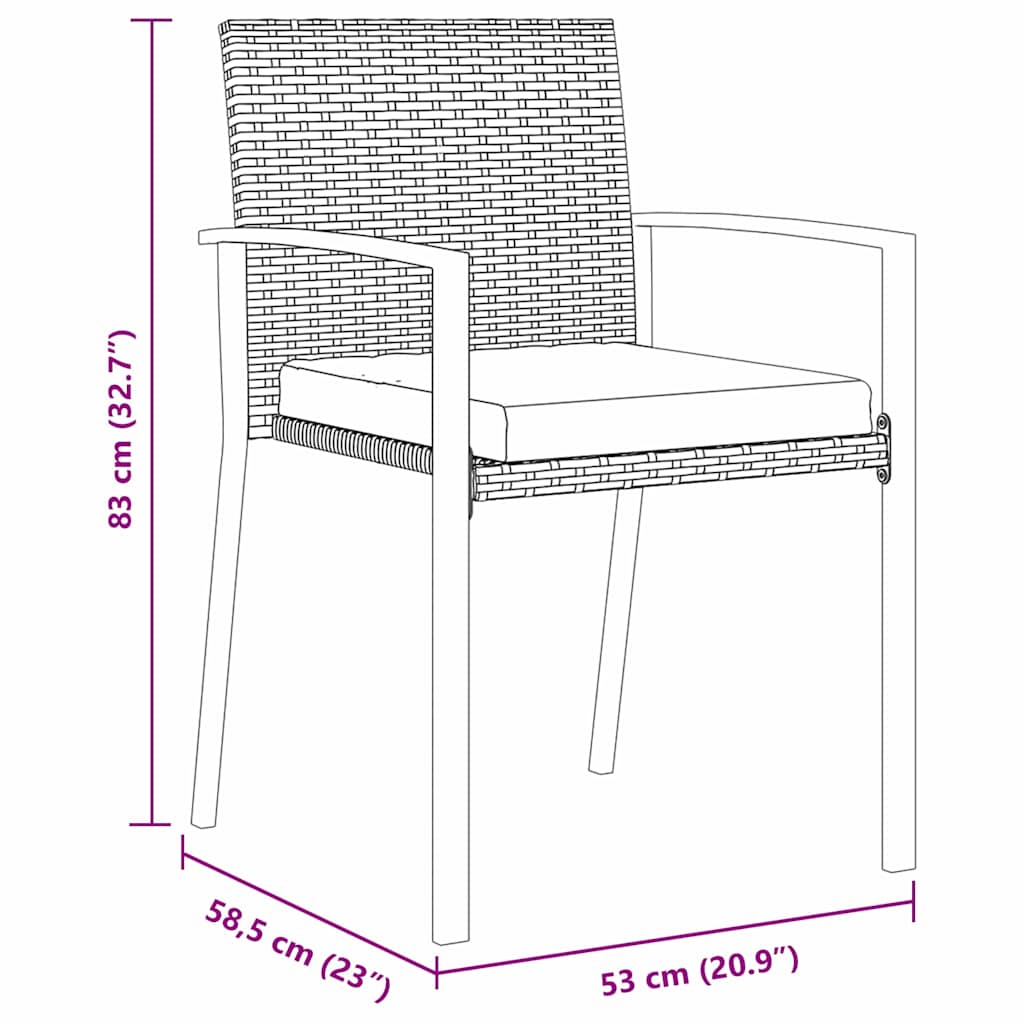 Garden Dining Set 6 pcs Grey Powder-Coated Steel