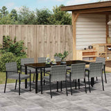 Garden Dining Set 9 pcs Grey Powder-Coated Steel - Top-Down View