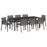 Garden Dining Set 9 pcs Grey Powder-Coated Steel - Front View