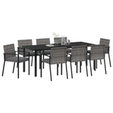 Garden Dining Set 9 pcs Grey Powder-Coated Steel - Side View
