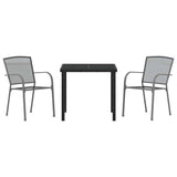 Garden Dining Set 3 pcs Anthracite Powder-Coated Steel - Close-Up Angle
