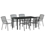 Garden Dining Set 7 pcs Anthracite Powder-Coated Steel