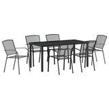 Garden Dining Set 7 pcs Anthracite Powder-Coated Steel - Front View