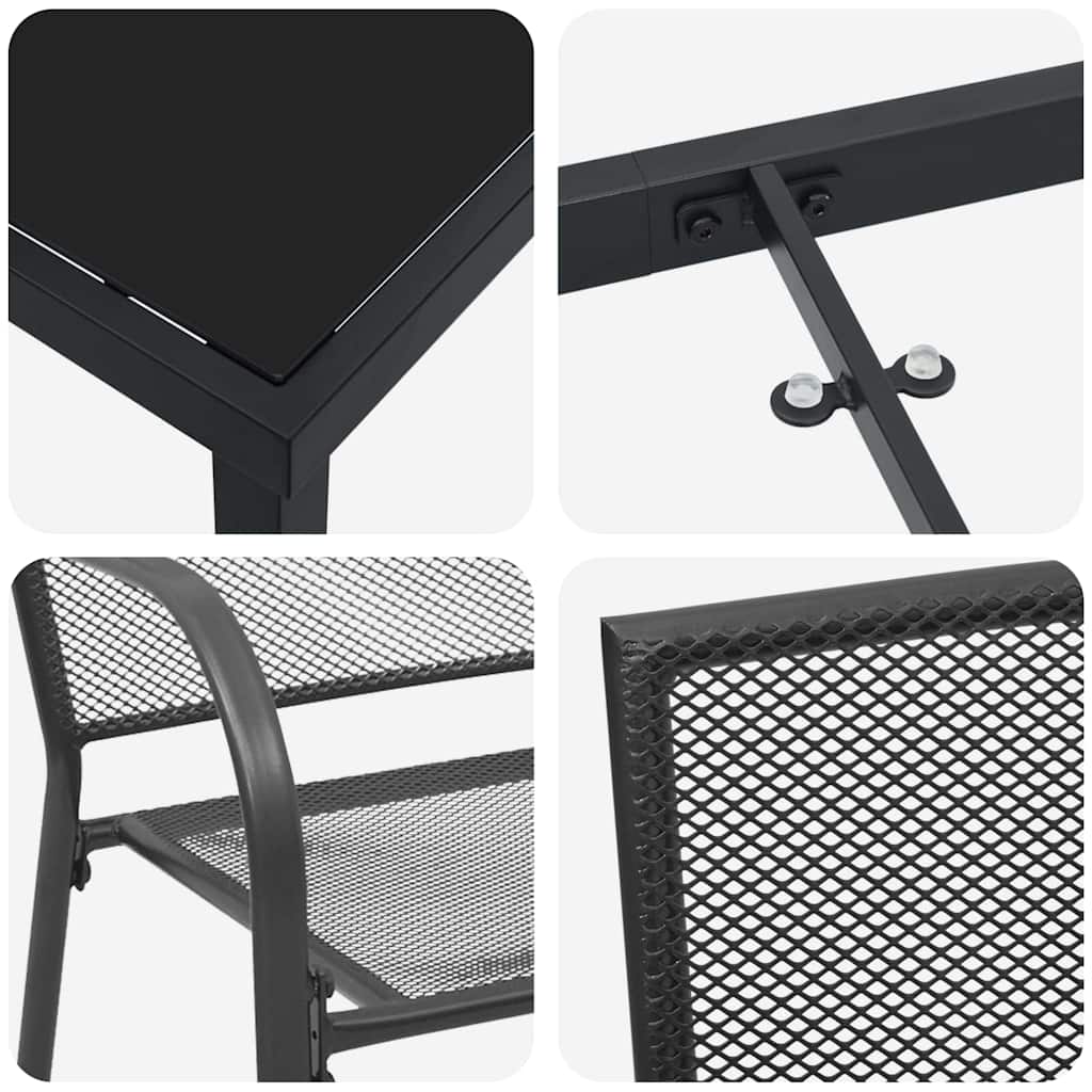 Garden Dining Set 7 pcs Anthracite Powder-Coated Steel