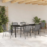 Garden Dining Set 7 pcs Anthracite Powder-Coated Steel - Top-Down View
