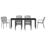 Garden Dining Set 7 pcs Anthracite Powder-Coated Steel - Close-Up Angle