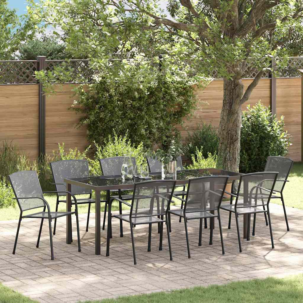 Garden Dining Set 9 pcs Anthracite Powder-Coated Steel