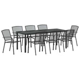 Garden Dining Set 9 pcs Anthracite Powder-Coated Steel - Front View