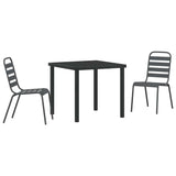 Garden Dining Set 3 pcs Anthracite Powder-Coated Steel - Front View