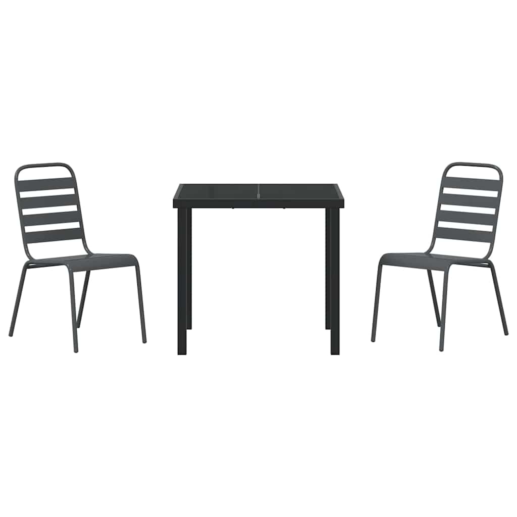 Garden Dining Set 3 pcs Anthracite Powder-Coated Steel