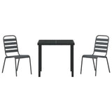 Garden Dining Set 3 pcs Anthracite Powder-Coated Steel - Close-Up Angle