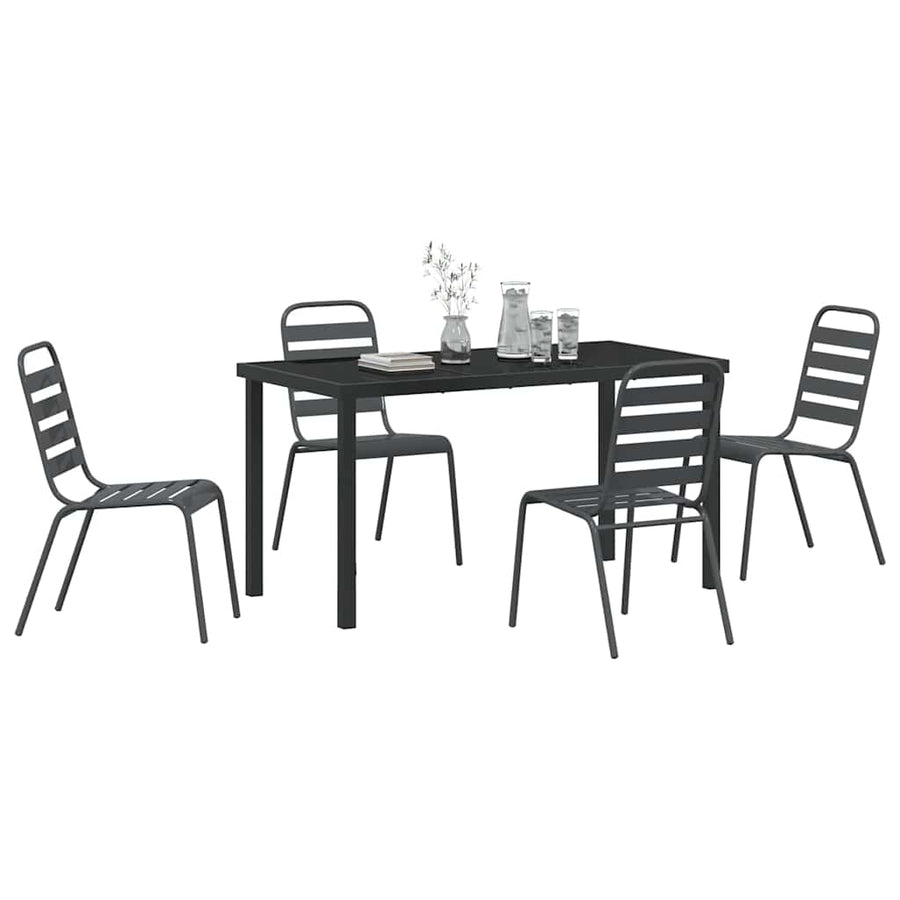 Garden Dining Set 5 pcs Anthracite Powder-Coated Steel